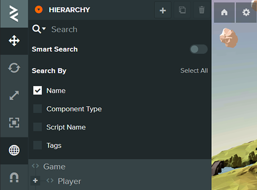 Hierarchy Panel Search Options