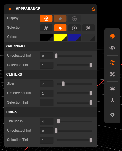 The Appearance popup
