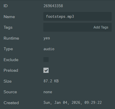 Common Asset Inspector Properties