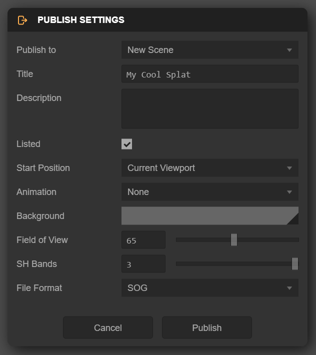 Publish Settings