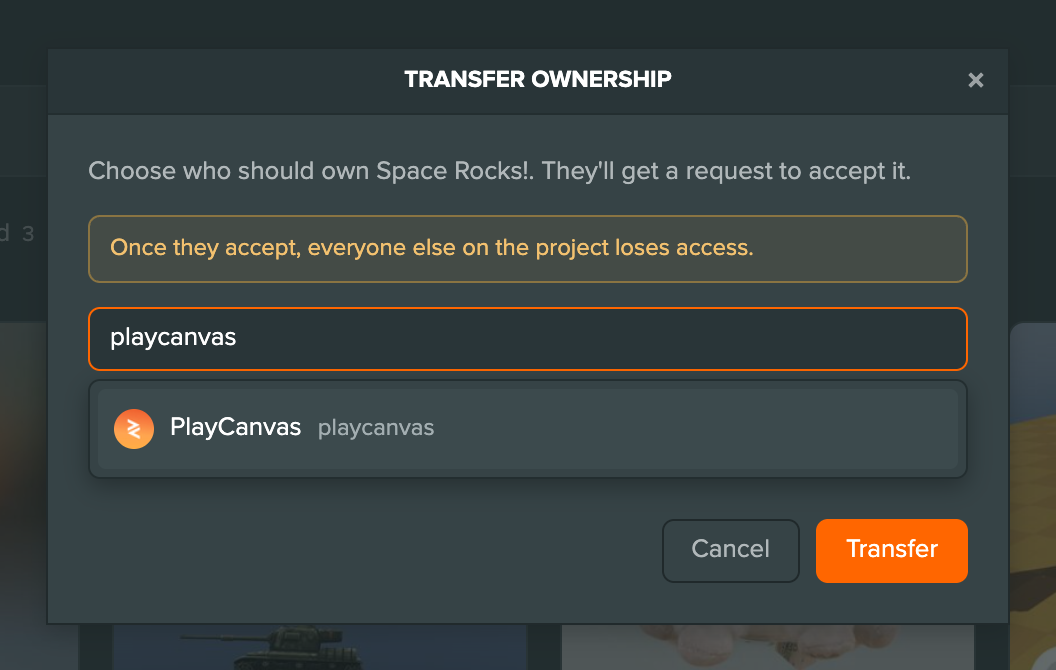 Transfer Ownership Dialog