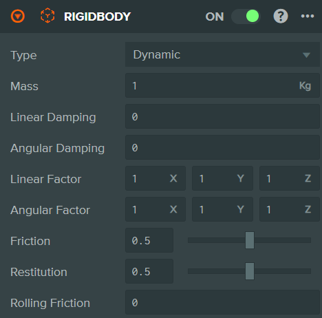 動的ボックスのRigid Body設定
