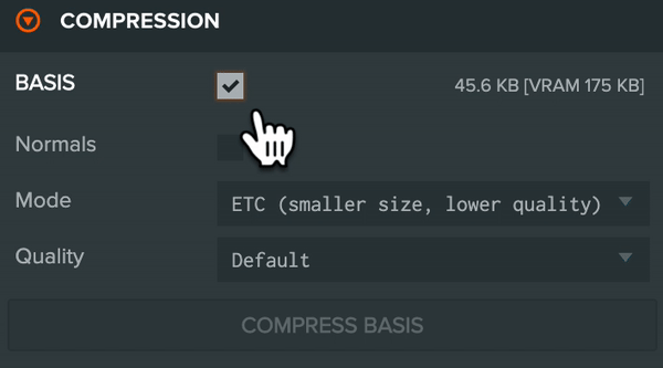 Disabling Basis Texture Compression