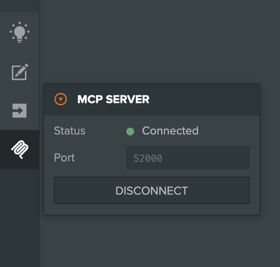 Editor MCP Server connection panel