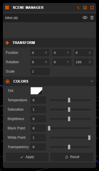 Scene ManagerのColorsセクション