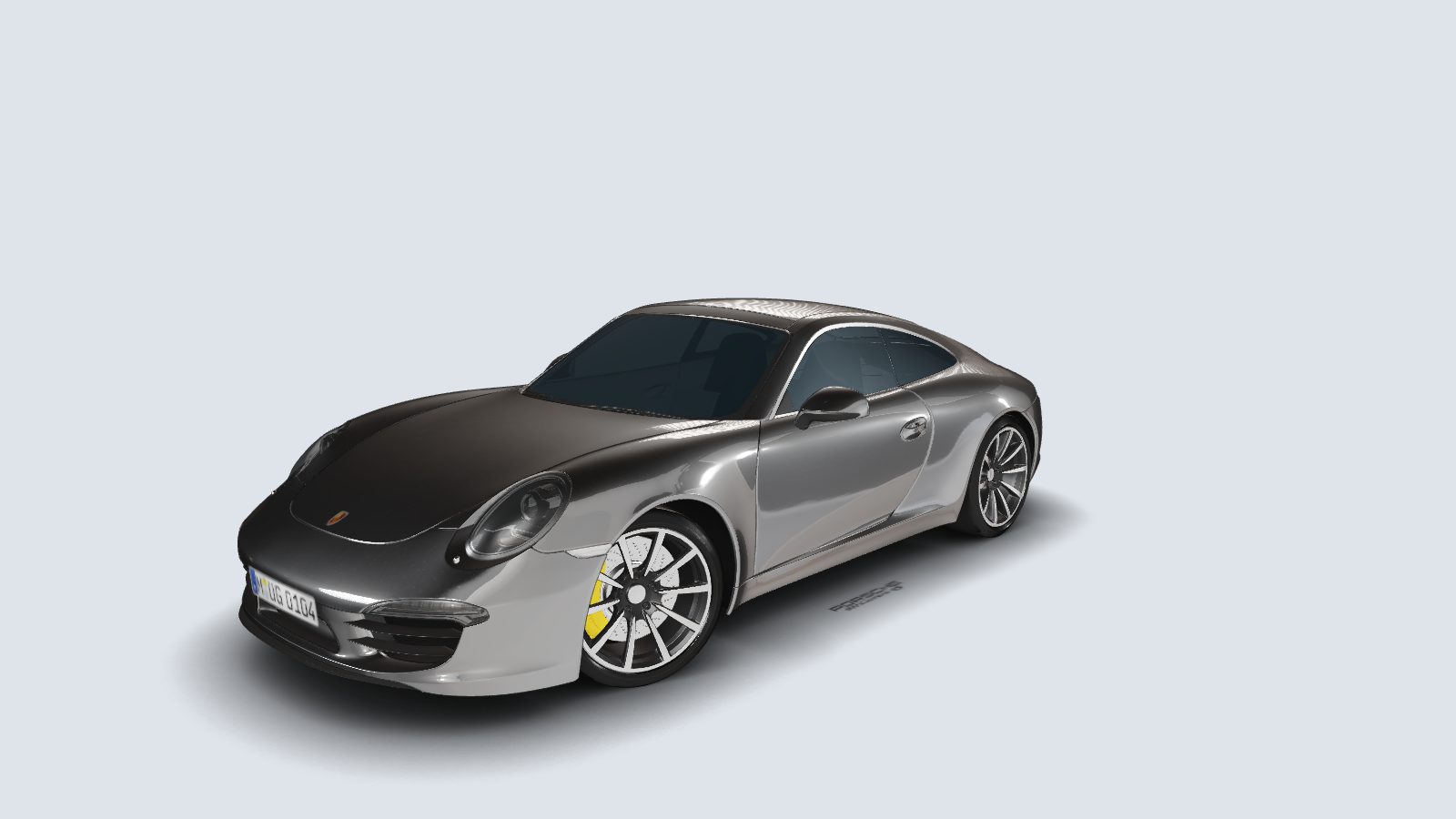 斜め前方から見たシルバーのPorsche 911