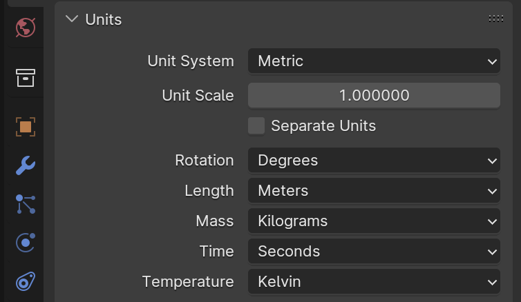 Blender units