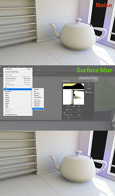 Lightmapping: Photoshop &gt; Surface Blur